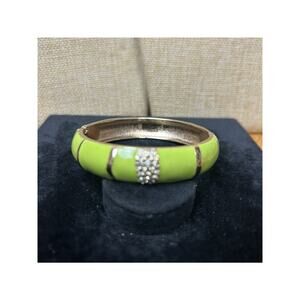 Sequin Nordstrom Green Gold Tone Statement Enamel Bangle Claw Bracelet #76